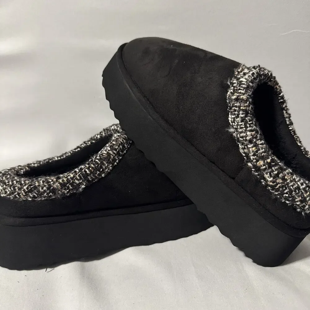 Steve Madden Selden Black Suede Faux Fur Platform Size 8 New